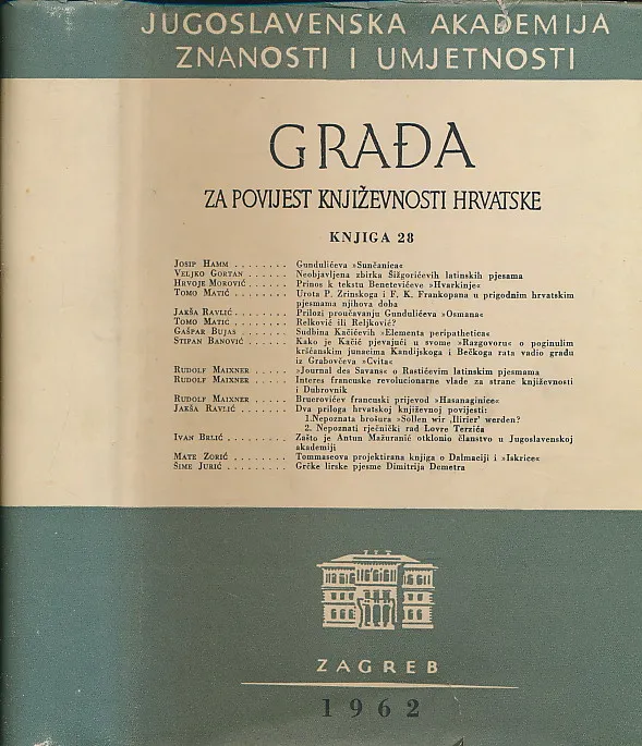 Građa za povijest književnosti Hrvatske, knjiga 28