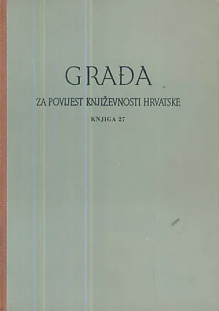 Građa za povijest književnosti hrvatske, knjiga 26