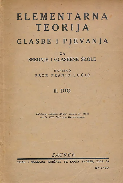 Elementarna teorija glazbe i pjevanja za srednje i glasbene škole, II. dio
