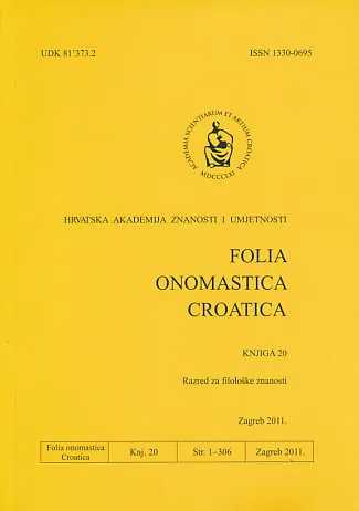 Folia onomastica Croatica 20/2011