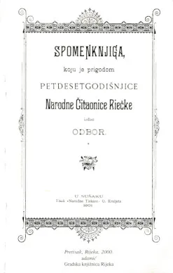 Spomen knjiga 50-godišnjice Narodne Čitaonice Rijeka