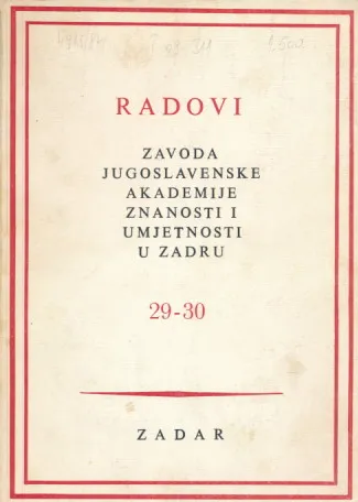 Radovi instituta JAZU u Zadru sv. 29-30/1983
