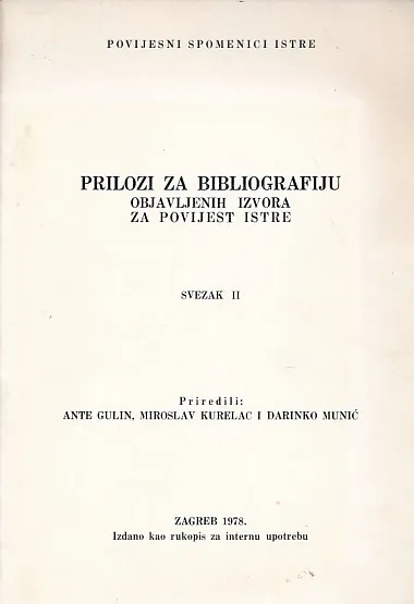 Prilozi za bibliografiju za povijest Istre II
