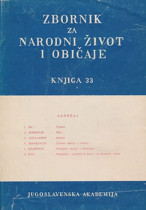 Zbornik za narodni život i običaje, knjiga 33/1949