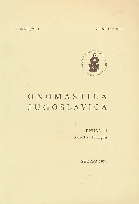 Onomastica Jugoslavica knjiga 11/1984