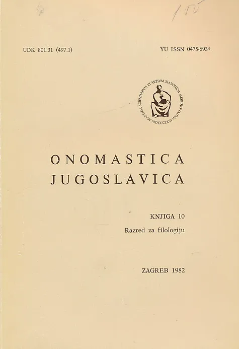 Onomastica Jugoslavica knjiga 10/1982
