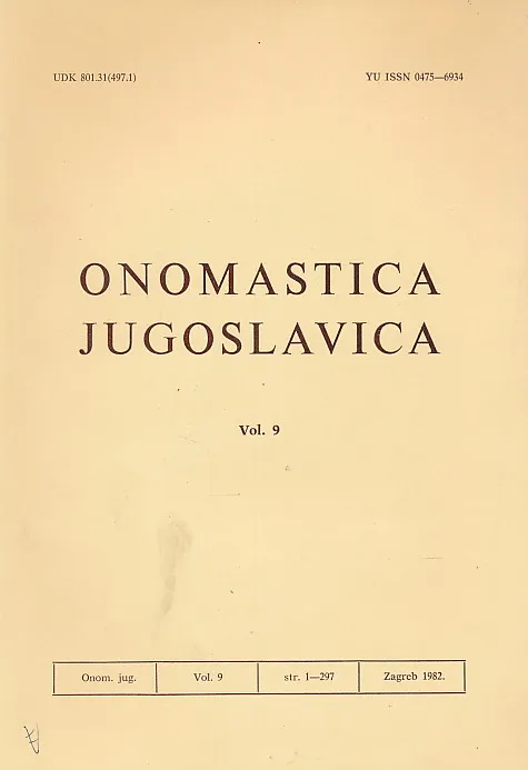 Onomastica Jugoslavica Vol. 9