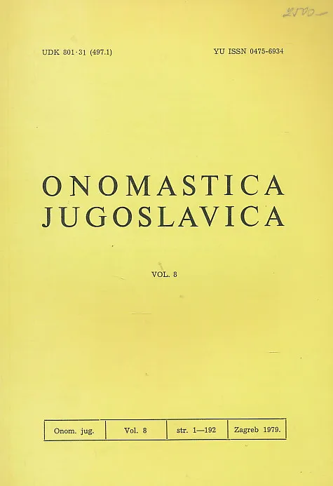 Onomastica Jugoslavica knjiga Vol. 8