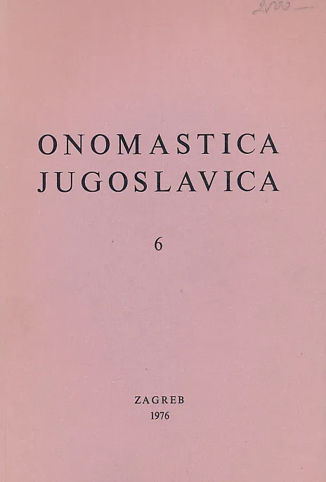 Onomastica Jugoslavica Vol. 6