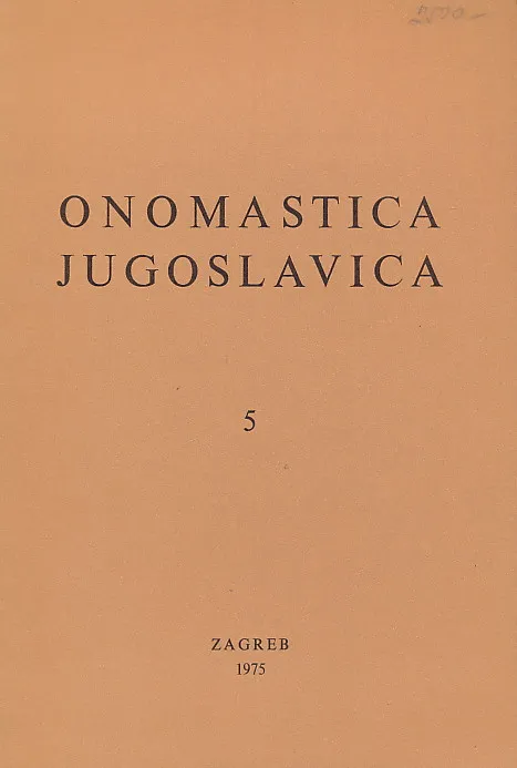 Onomastica Jugoslavica Vol. 5