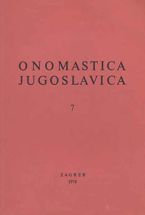 Onomastica Jugoslavica Vol. 7