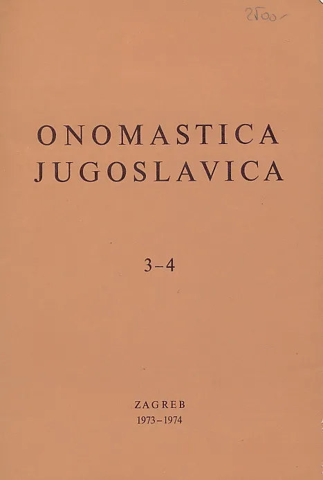 Onomastica Jugoslavica Vol. 3-4