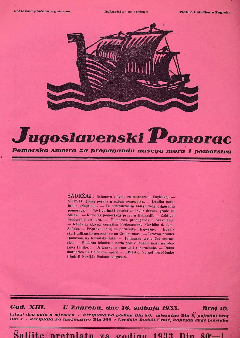 Jugoslavenski pomorac 10/1933