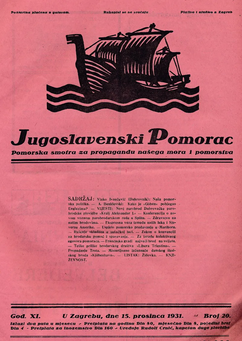 Jugoslavenski pomorac 20/1931