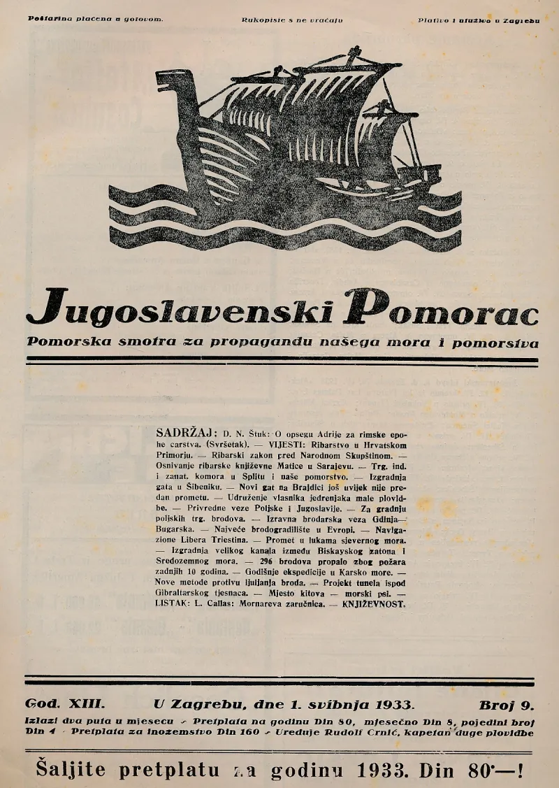 Jugoslavenski pomorac 9/1933