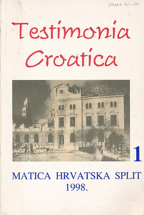 Testimonia Croatica 1/1998