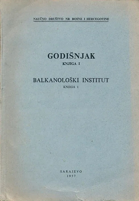 Godišnjak knjiga I. Balkanološki institut knjiga 1