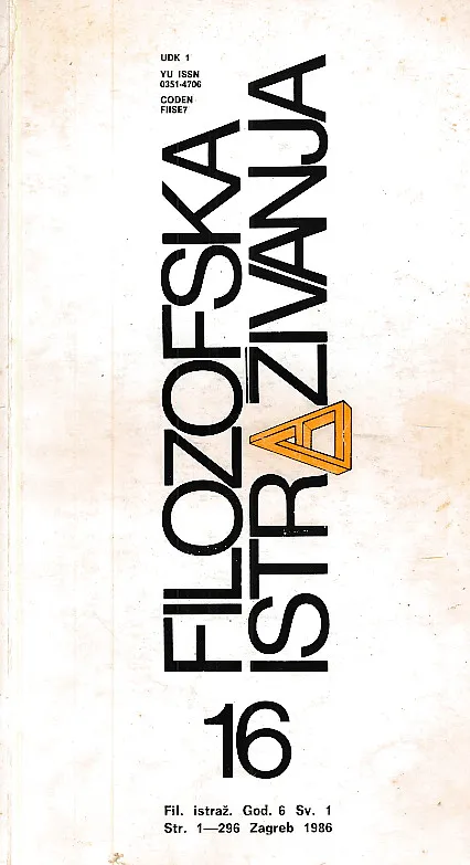 Filozofska istraživanja 16/1986