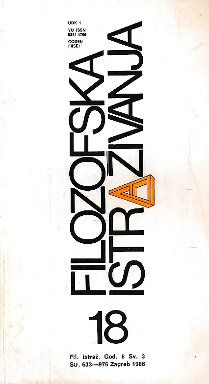 Filozofska istraživanja 18/1986