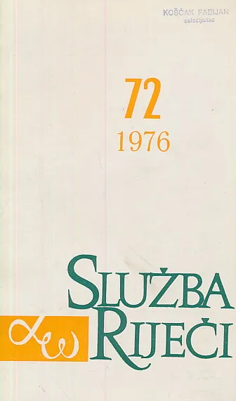 Služba riječi 72/1976