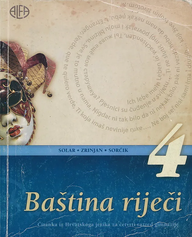 Baština riječi 4 čitanka iz hrvatskoga jezika za četvrti razred gimnazije