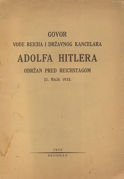 Govor vođe reicha i državnog kancelara Adolfa Hitlera održan pred Reichstagom 21. maja 1935.