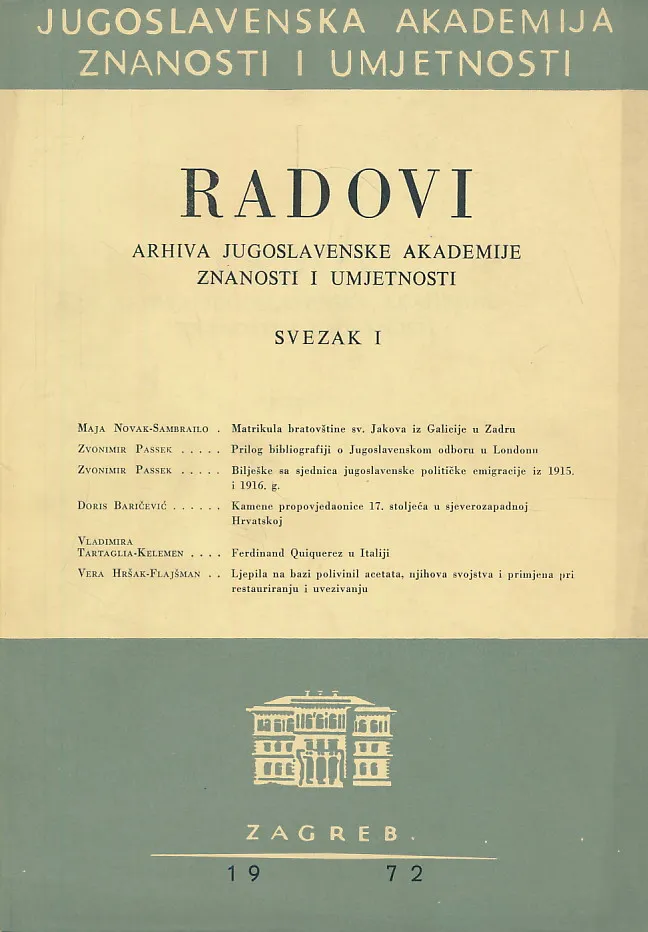 Radovi Arhiva JAZU sv. 1/1972