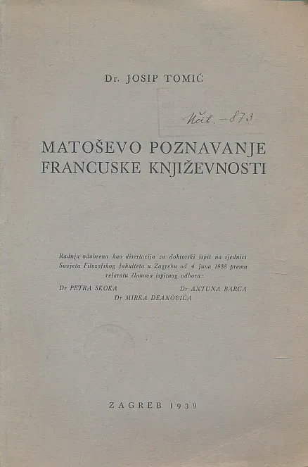 Matoševo poznavanje francuske književnosti