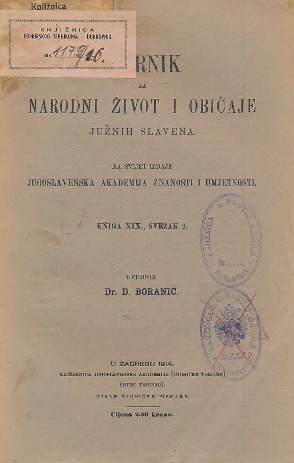 Zbornik za narodni život i običaje XIX sv. 2/1914