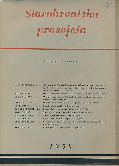Starohrvatska prosvjeta, serija III. sv.6/1958