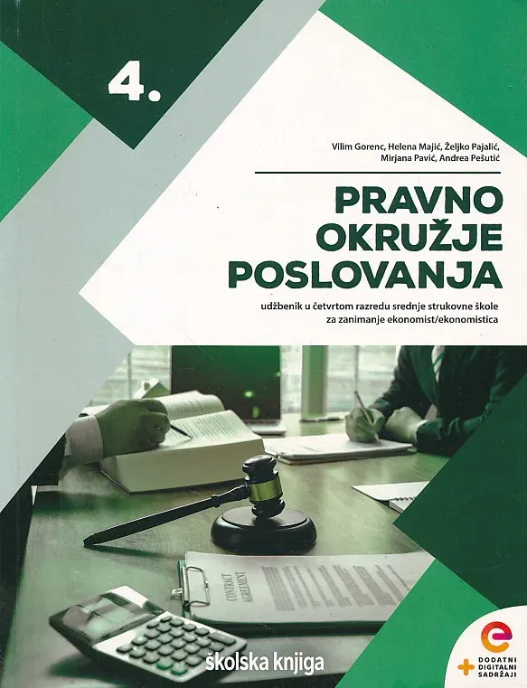 Pravno okružje poslovanja udžbenik u četvrtom razredu srednje strukovne škole za zanimanje ekonomist/ekonomistica
