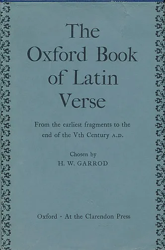 The Oxford Book of Latin Verse