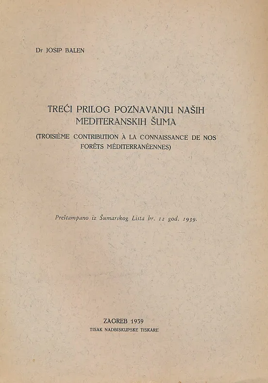 Treći prilog poznavanju naših mediteranskih šuma