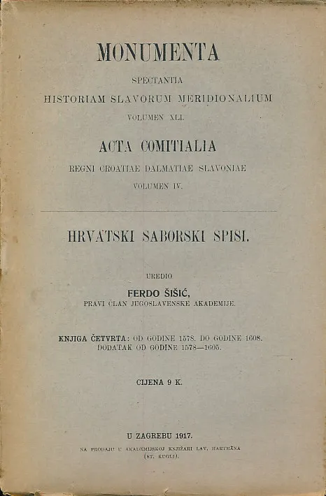 Monumenta spectantia historiam Slavorum Meridionalium volumen XLI