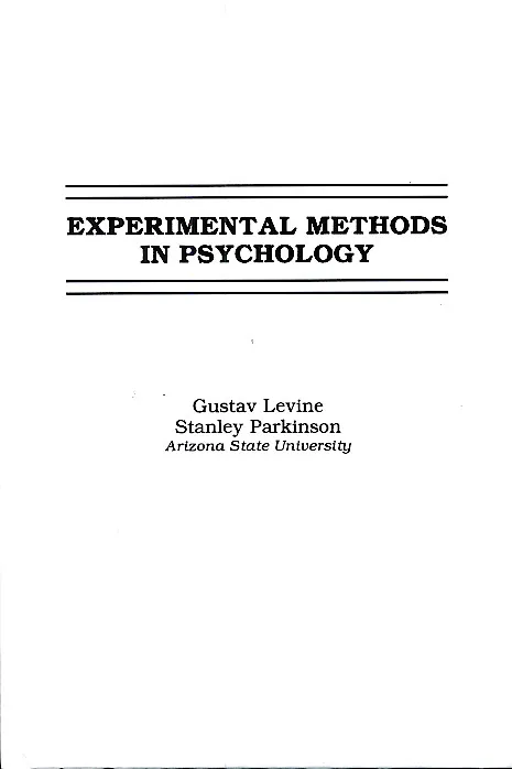 Experimental Methods in Psychology