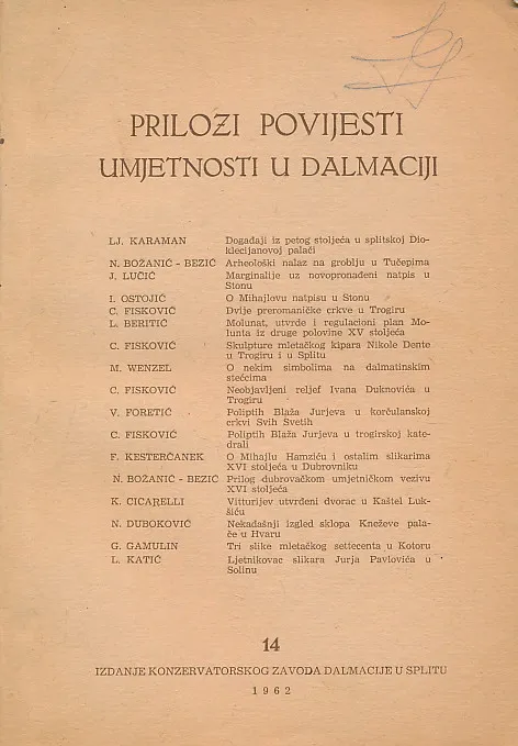 Prilozi povijesti umjetnosti u Dalmaciji 14