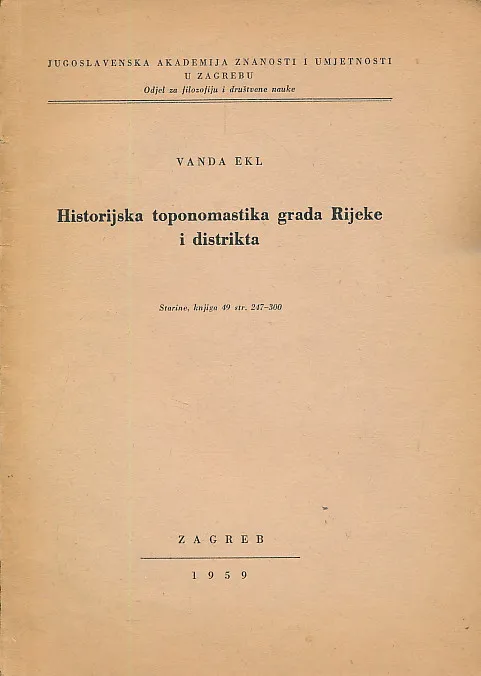 Historijska toponomastika grada Rijeke i distrikta