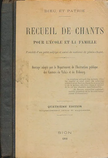 Recueil de chants pour l'école et la famille
