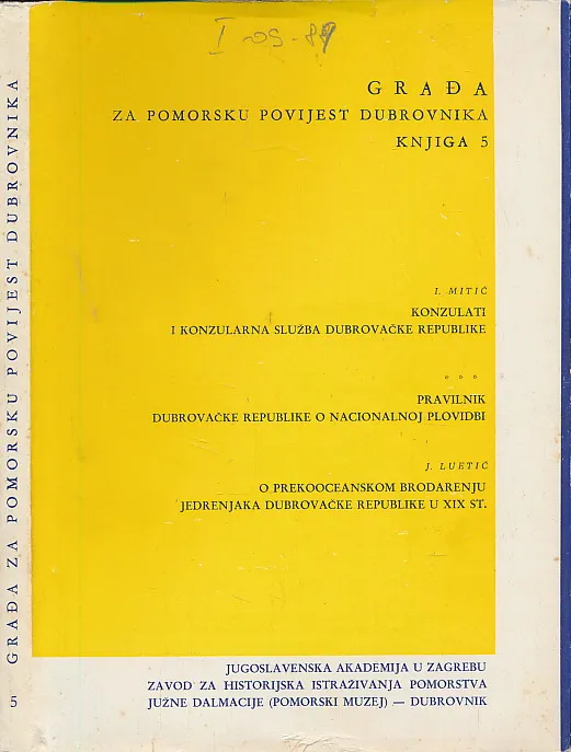 Građa za pomorsku povijest Dubrovnika. Knjiga 5