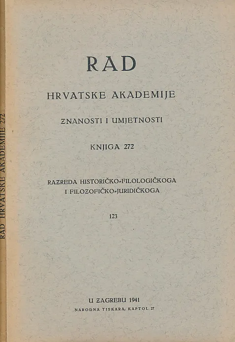 Rad HAZU. Knjiga 272/1941