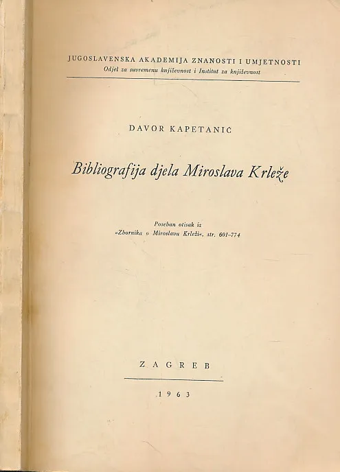 Bibliografija djela Miroslava Krleže