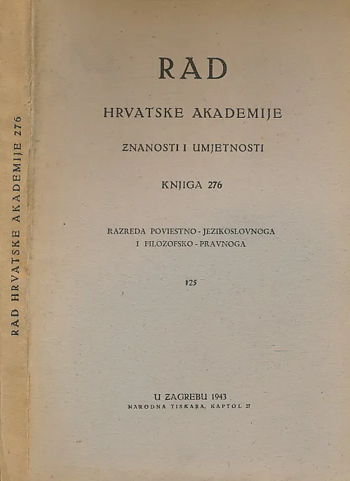 Rad HAZU. Knjiga 276/1943