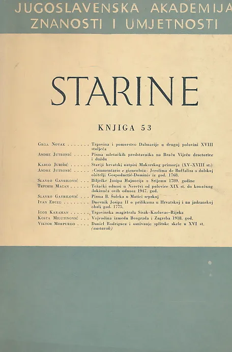 Starine JAZU 53/1966
