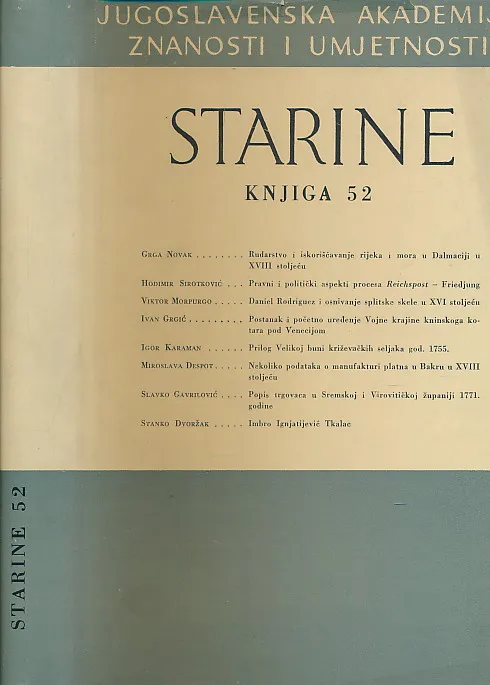 Starine JAZU 52/1962