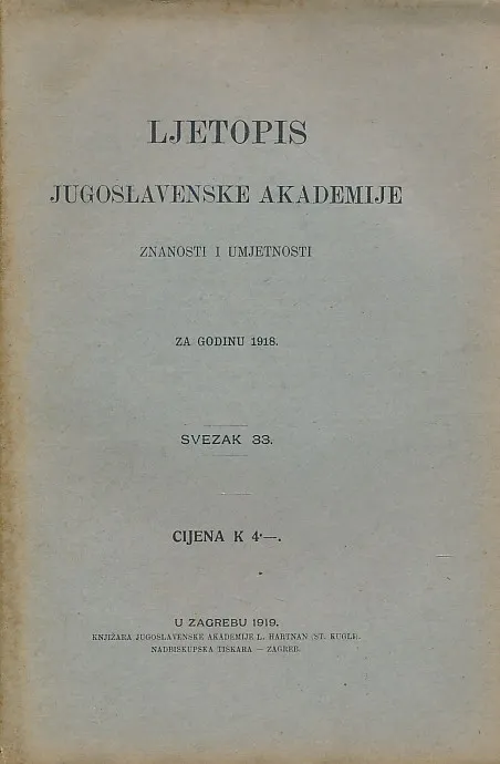 Ljetopis JAZU za godinu 33/1918