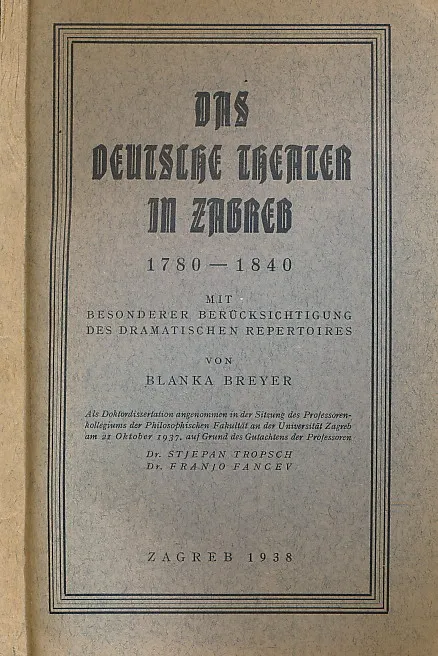 Das deutsche Theater in Zagreb 1780-1840