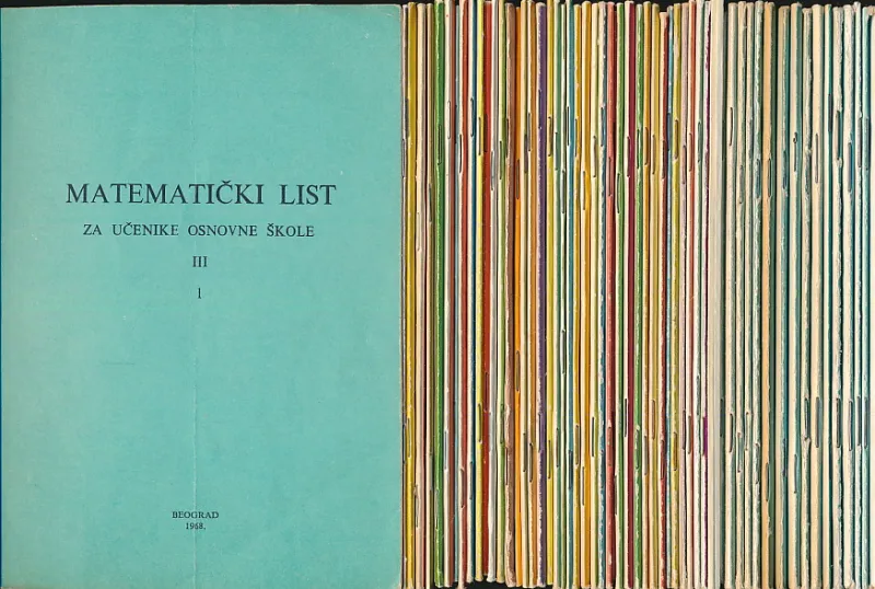 MATEMATIČKI LIST za učenike osnovne škole od 1968. do1980.