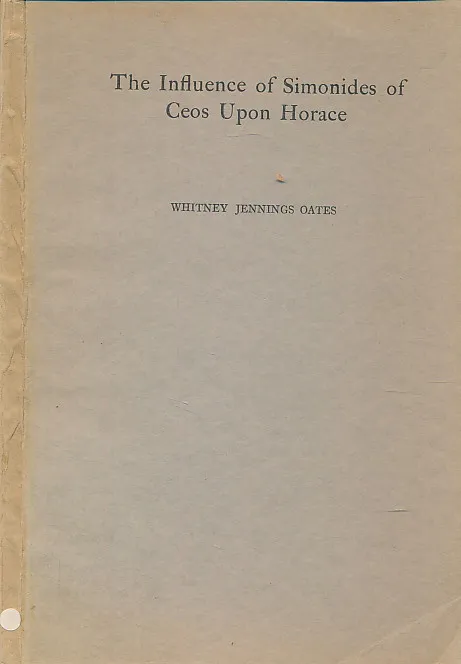The influence of Simonides of Ceos upon Horace
