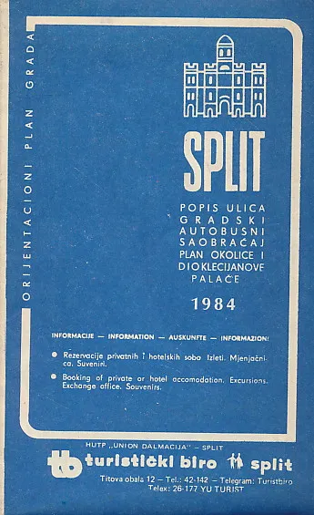 Split - orijentacioni plan grada, popis ulica, gradski autobusni saobraćaj, plan okolice i Dioklecijanove palače