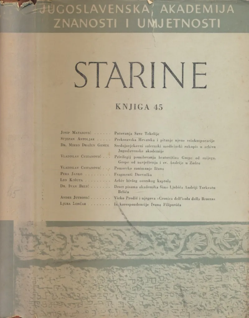 Starine JAZU 45/1955